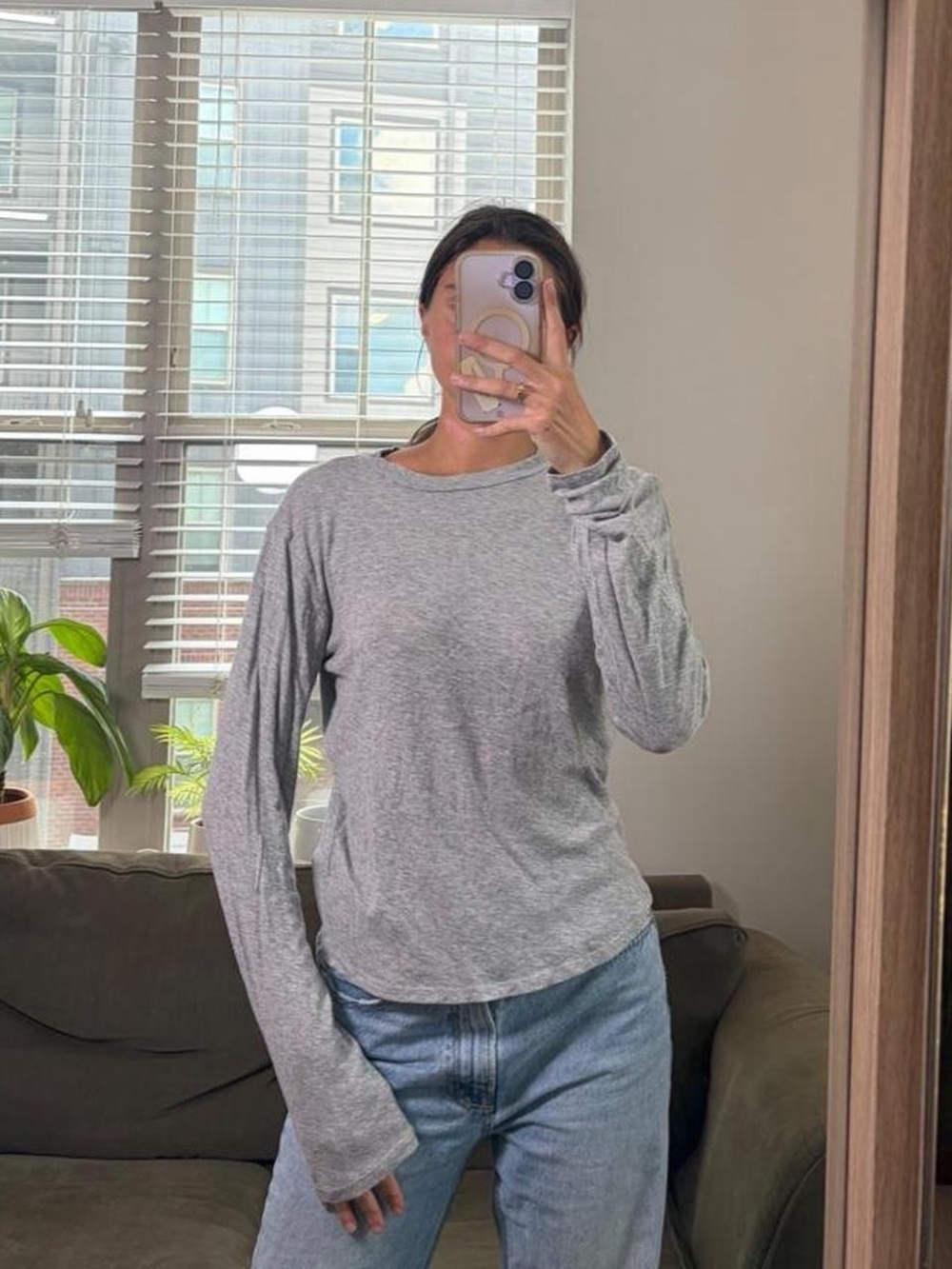 Bella Dahl heather gray long sleeve top
